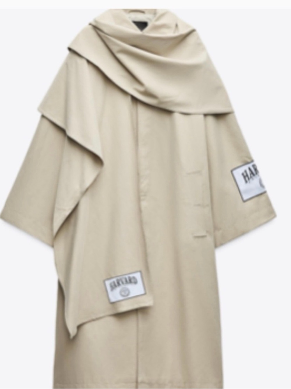 Zara Harvard Beige Scarf Trench Coat | Preppy Ivy League Quiet Luxury - Picture 7 of 7